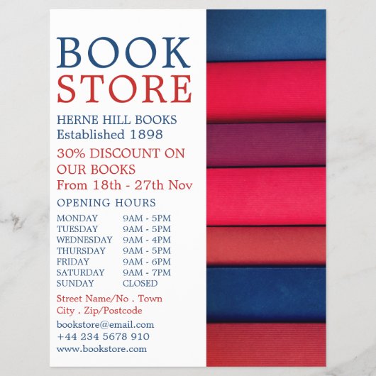 Reihe von Büchern, Buchladungen Flyer (Vorne)