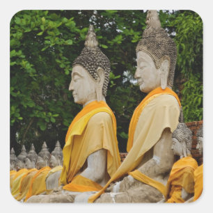Reihe von Buddha-Statuen, Wat Yai Chaya Mongkol Quadratischer Aufkleber