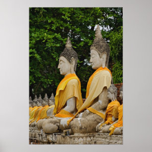 Reihe von Buddhas, Wat Yai Chaya Mongkol Poster