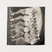 Reihe von Chormädchen in weißem Furnier, Retro, 1 Wandteppich (Vorderseite (Horizontal))