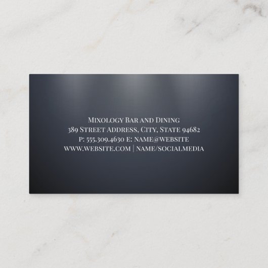 Reihe von Cocktailgetränken in der Bar Visitenkarte (Rückseite)