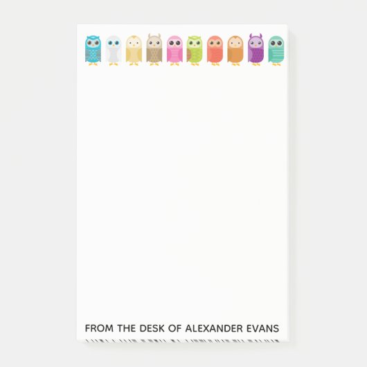 Reihe von Eulen Post-it Klebezettel (Vorderseite)