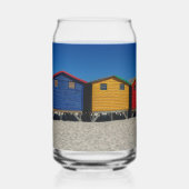 Reihe von farbenfrohen Strandhütten Dosenglas (Rückseite)