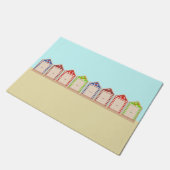 Reihe von farbenfrohen Strandhütten Fußmatte (Schrägansicht)