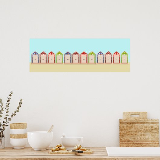 Reihe von farbenfrohen Strandhütten Poster (Küche)
