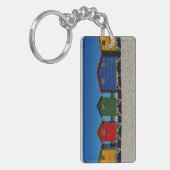 Reihe von farbenfrohen Strandhütten Schlüsselanhänger (Vorderseite links)