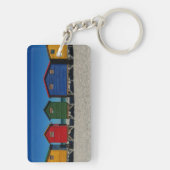 Reihe von farbenfrohen Strandhütten Schlüsselanhänger (Rückseite)