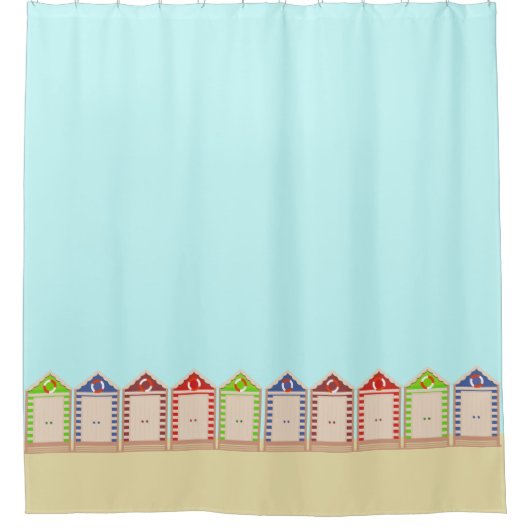 Reihe von farbigen Strandhütten Duschvorhang (Vorderseite)