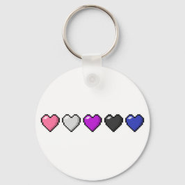 Reihe von fünf Gender Fluid Pride Flag Pixel Herz Schlüsselanhänger