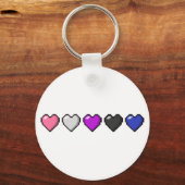 Reihe von fünf Gender Fluid Pride Flag Pixel Herz Schlüsselanhänger (Vorderseite)
