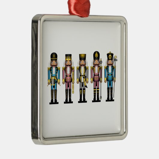 Reihe von fünf Transgender-Pride-Flag-Nutcrackern Silbernes Ornament (Rechts)