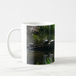 Reihe von grünen Naturfotos von Schildkröten Kaffeetasse