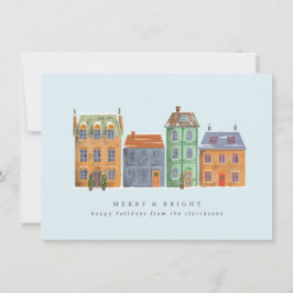 Reihe von Häusern ab einem Wintertag Feiertagskarte