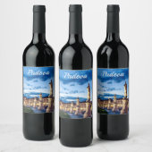 Reihe von illuminierten Statuen in Padova Weinetikett (Flaschen)