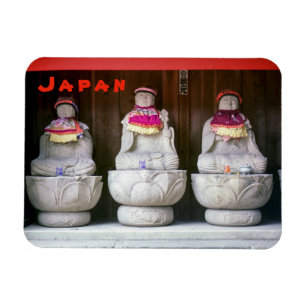 Reihe von Jizo-Mönchsstatuen mit Bibel und Hut - J Magnet