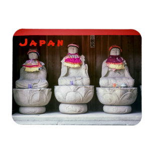 Reihe von Jizo-Mönchsstatuen mit Lack und Hut - Ja Magnet