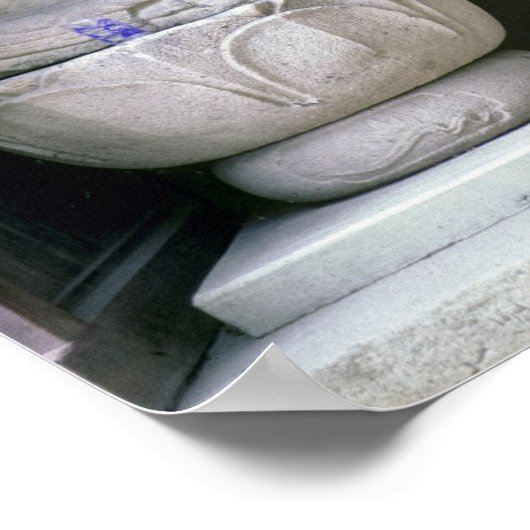 Reihe von Jizo-Mönchsstatuen mit Lack und Hut - Ja Poster (Ecke)