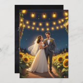 Reihe von Lichtern Sonnenblumen Hochzeit Einladung (Vorne/Hinten)