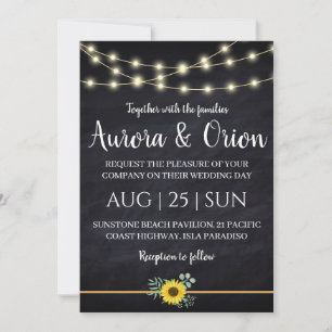 Reihe von Lichtern Sonnenblumen Hochzeit Einladung