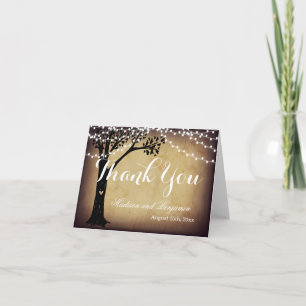 Reihe von Light Oak Tree Wedding Danke Karten