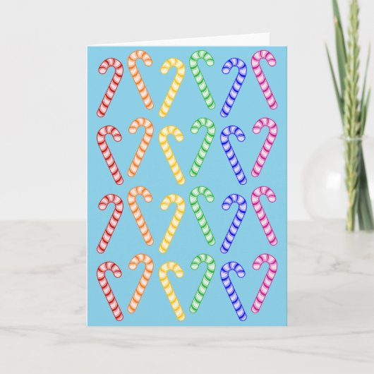 Reihe von Rainbow Candy Canes Feiertagskarte (Vorderseite)