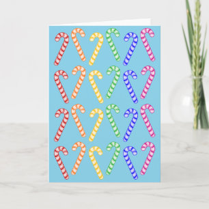 Reihe von Rainbow Candy Canes Feiertagskarte