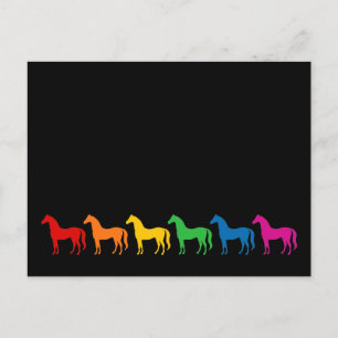 Reihe von Rainbow-Farbpferden Postkarte