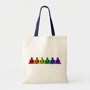 Reihe von Regenbogen-Buddhas Tragetasche