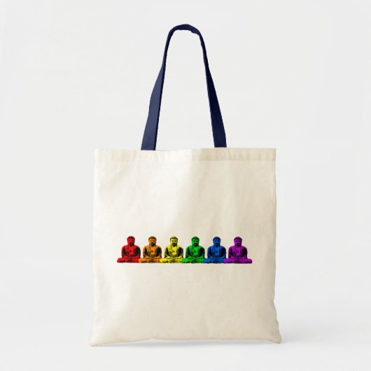 Reihe von Regenbogen-Buddhas Tragetasche (Vorne)