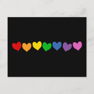Reihe von Regenbogenherzen Postkarte