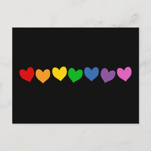 Reihe von Regenbogenherzen Postkarte (Vorderseite)