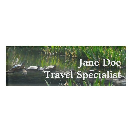 Reihe von Schildkröten Grünes Foto Namenschild (Vorderseite)