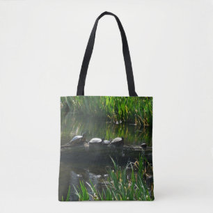 Reihe von Schildkröten Grünes Foto Tasche