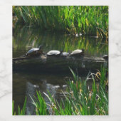 Reihe von Schildkröten Grünes Foto Weinetikett (Einzelnes Label)