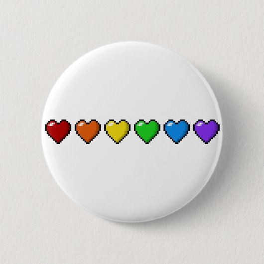 Reihe von sechs LGBTQ-Pride-Rainbow-Pixel-Herz Button (Vorderseite)