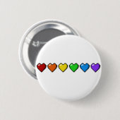Reihe von sechs LGBTQ-Pride-Rainbow-Pixel-Herz Button (Vorne & Hinten)