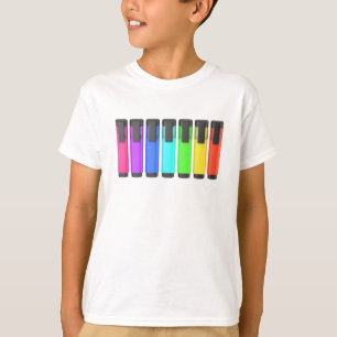 Reihe von sieben Highlightern in verschiedenen Far T-Shirt