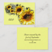 Reihe von Sonnenblumen Hochzeitskarte für RSVP-Rea Begleitkarte (Vorne/Hinten)