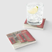 Reihe von Telefonzellen auf der Rückseite des Roya Steinuntersetzer (Seitenansicht)