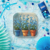 Reihe von "Vergiss-Me-Not-Blume-Pots" Pappteller (Party)