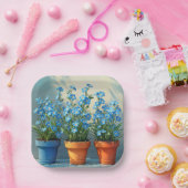 Reihe von "Vergiss-Me-Not-Blume-Pots" Pappteller (Party)