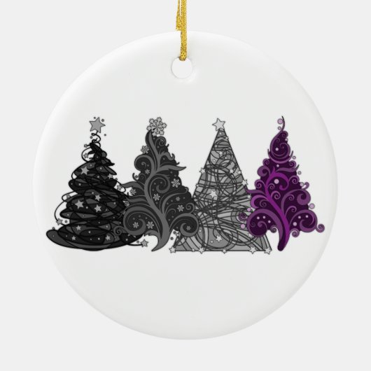 Reihe von vier asexuellen Pride Flag Weihnachtsbau Keramik Ornament (Hinten)