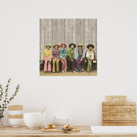 Reihe von Vintagen Western Cowgirls Plakat (Küche)