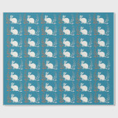 Reihe von weißen, flauschigen Bunnies Orange Blume Geschenkpapier (Flach)