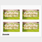 Reihe von Welpen-Häschen Rechteckiger Aufkleber (Blatt)