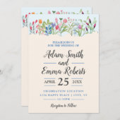 Reihe von Wildblumen der Wasserfarbe Hochzeit Einladung (Vorne/Hinten)