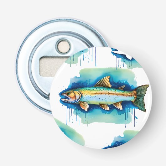 Reihe Wasserfarben: Forellen/Lachs Flaschenöffner (Vorderseite)