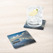 Reihen-Boot auf dem Wasser Rechteckiger Pappuntersetzer (Vor Ort)