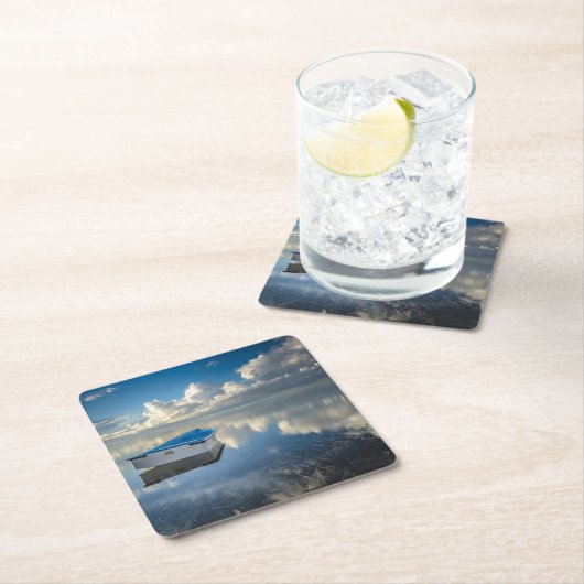 Reihen-Boot auf dem Wasser Rechteckiger Pappuntersetzer (Vor Ort)