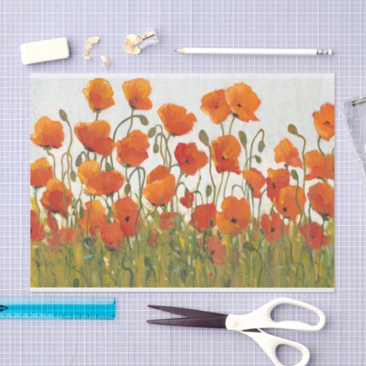 Reihen der Mohnblumen I Seidenpapier (Handwerk)